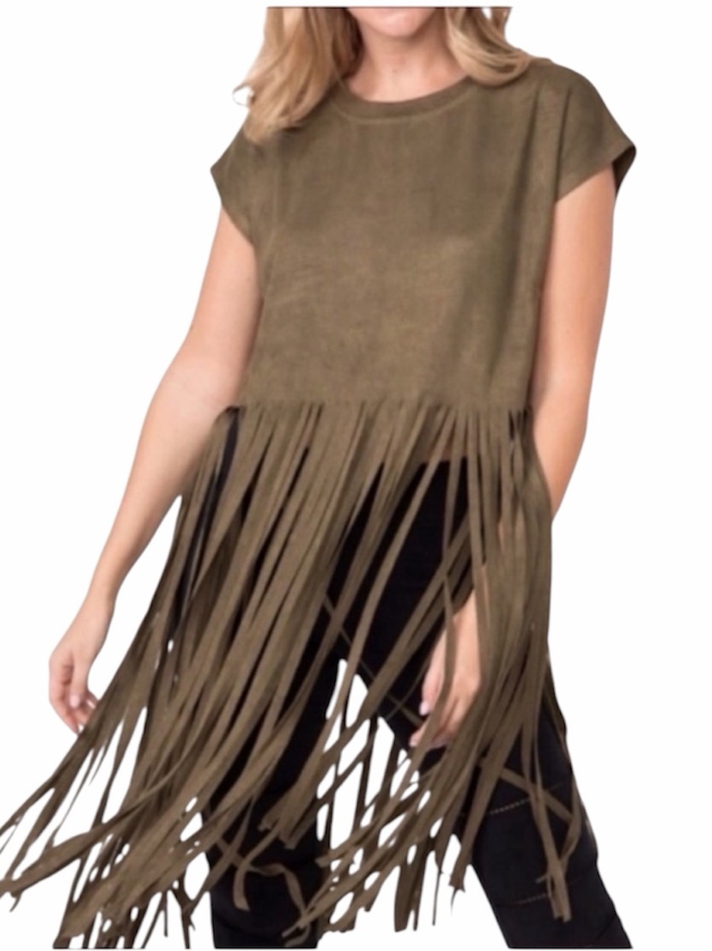 VOCAL suede long fringed top L